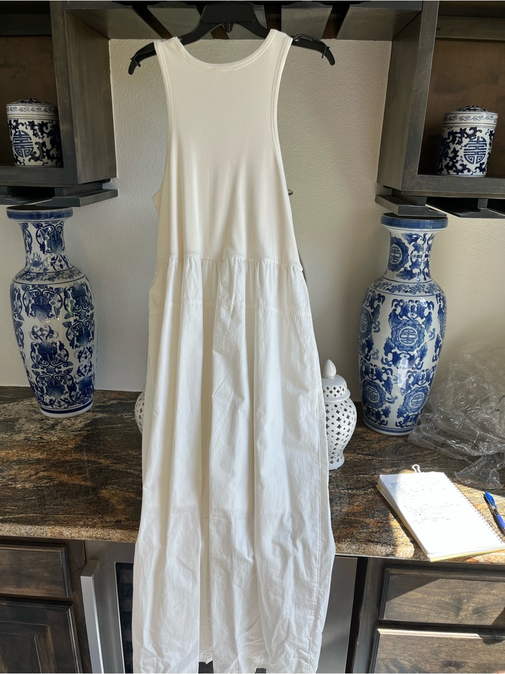 White Sleeveless Maxi Dress, XL